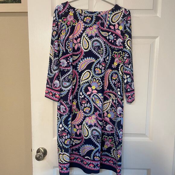 Talbots Effortless Jersey Shift Dress - Blossom Paisley Size Medium - Picture 2 of 11